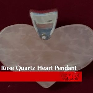 Rose Quartz Heart + Sterling Silver Pendant
